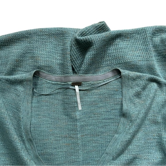 FREE PEOPLE TGIF Hi Lo Snap Buttons Marled Green Oversized Cardigan M - Picture 4 of 5